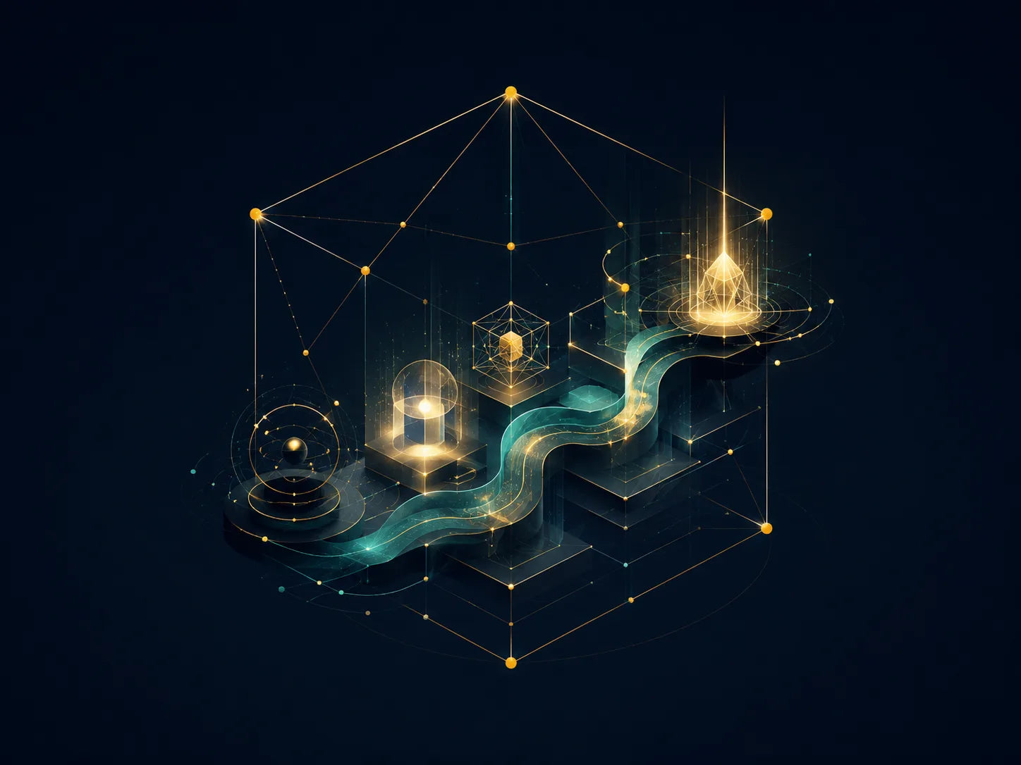 Abstract ArkForm formation system connecting identity, strategy, execution, and progress.